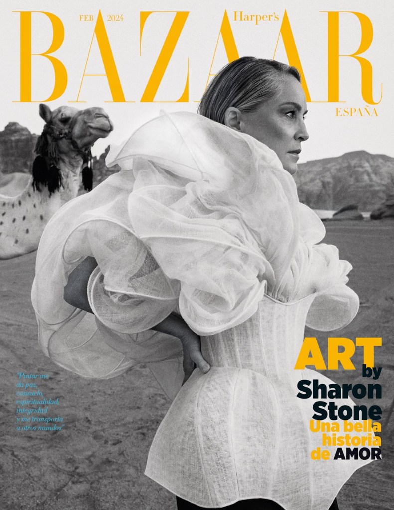 Harper’s Bazaar España February 2024 : Sharon Stone by Eric Michael Roy